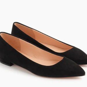 J. Crew Black Suede Pointy Toe Block Heel Flats Size 8.5